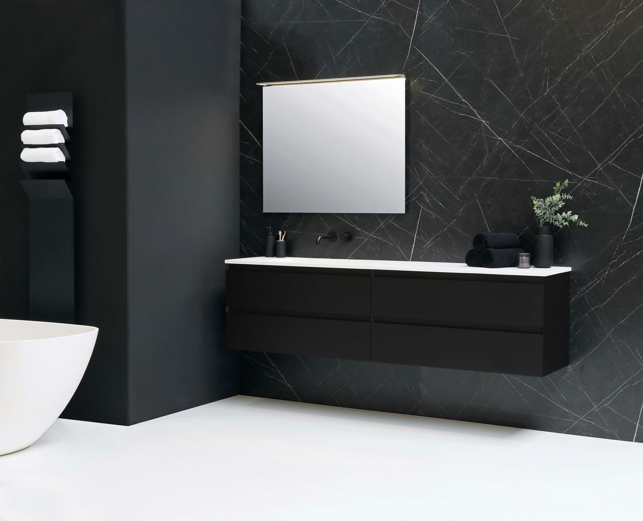 Bathroom with mold-resistant materials and clean finishes