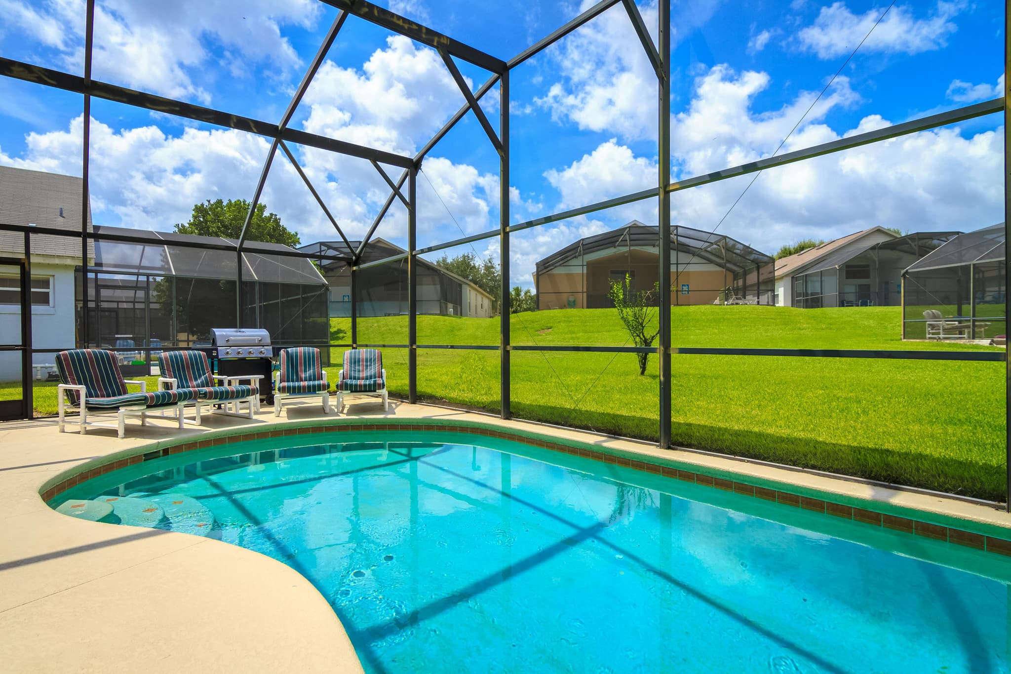 Concrete paver patio in Florida backyard