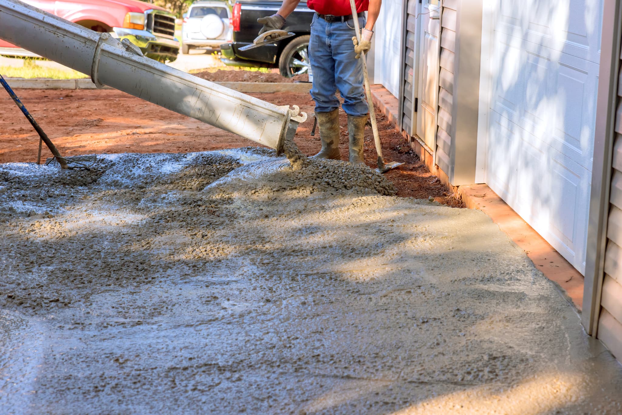 Freshly poured concrete driveway in Florida